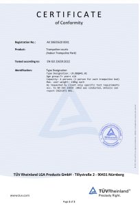 TÜV trampoline courts certificate, page 2