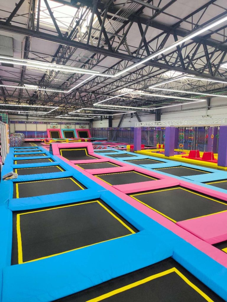 Colorful trampoline challenge park