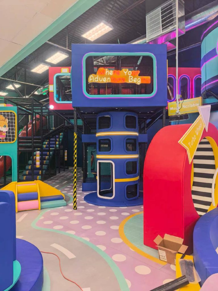 Space-themed tower and slide play system